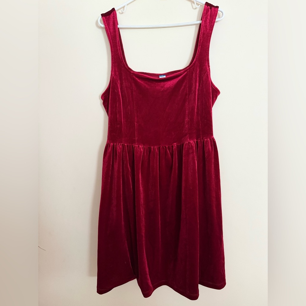 Old Navy Fit & Flare Velvet Cami Mini Dress in Red